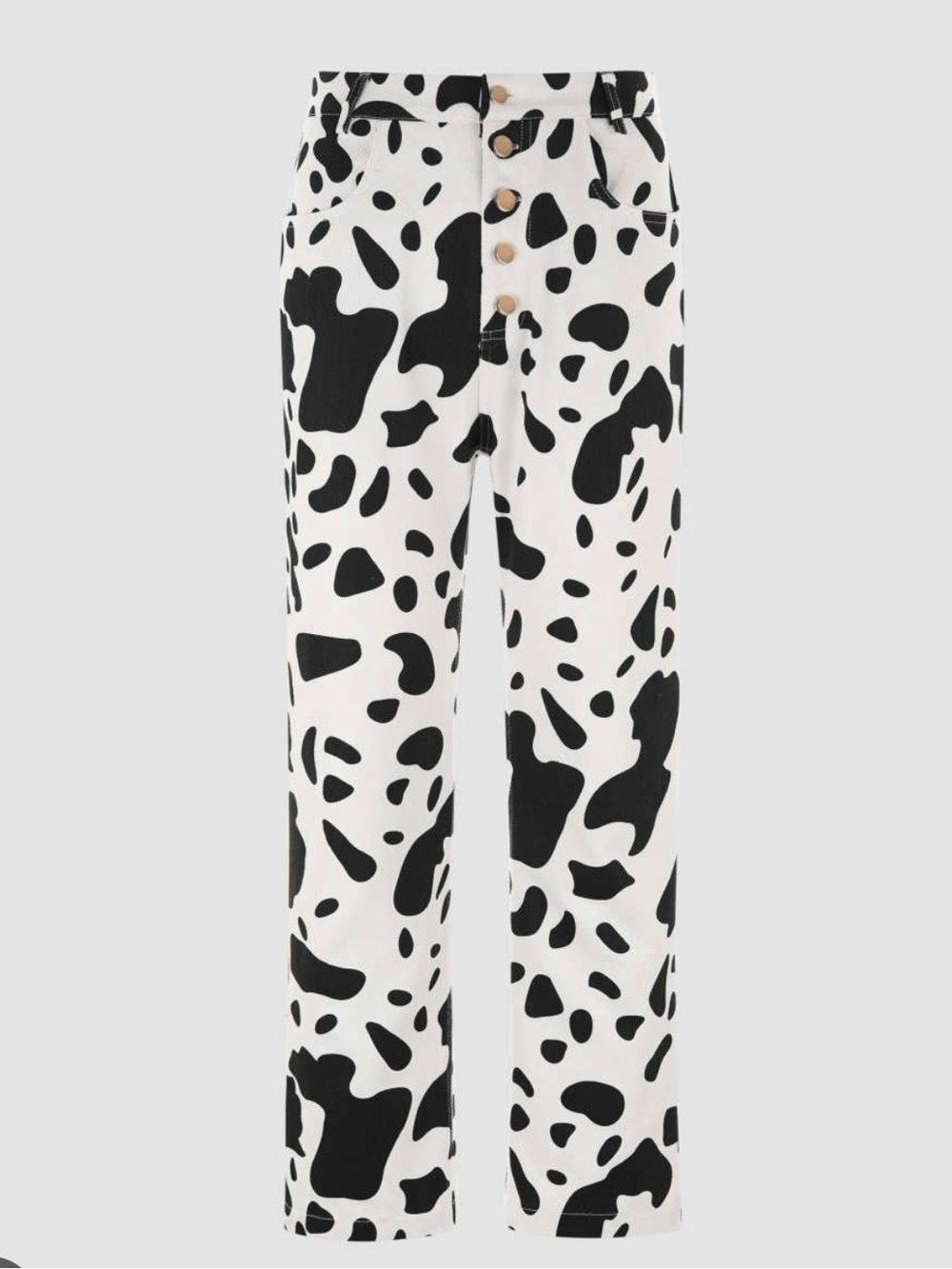 Cider Black & White Cow Print Cropped Pants